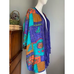 vintage 90S AKF : multicolored rayon art kimono